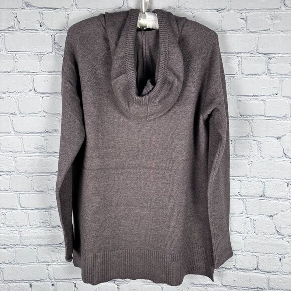 NWOT Sonoma Women's Ribbed Kangaroo Pocket Hooded Tunic Sweater, Size L, Otter - Picture 7 of 12